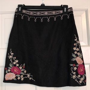 Floral Black Skirt